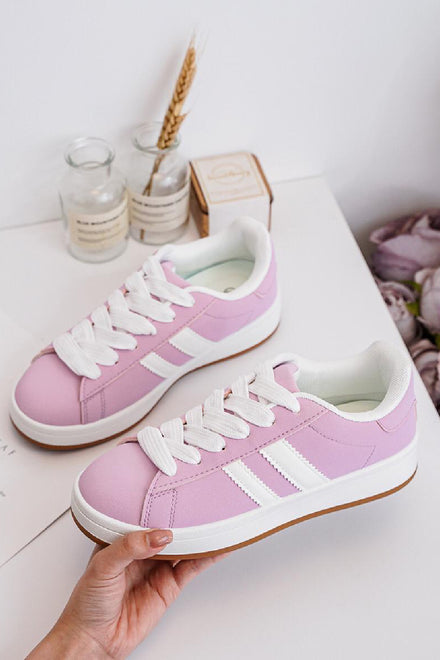 PASTEL PINK SIDE DETAIL LACE UP LADIES GIRLS SNEAKERS TRAINERS