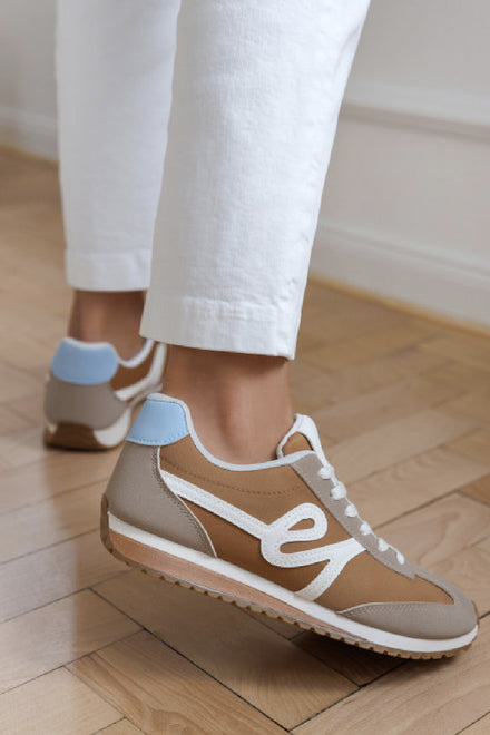 Ladies Coffee colour Lace Up Side Detail Trainers