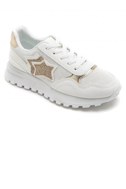 WHITE FLAT LACE UP SIDE DETAIL SNEAKERS TRAINERS