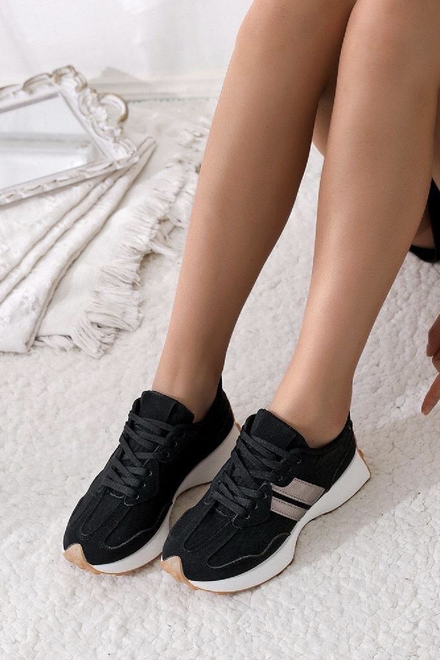 Ladies Black Lace Up Grip Sole Casual Comfort Running Shoes Trainers