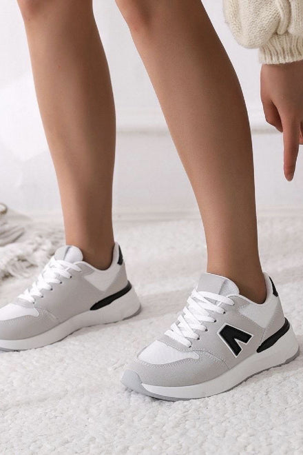WHITE LACE UP CHUNKY SIDE DETAIL DESIGNER FASHION RUNNING SHOES TRAINERS