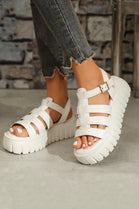 WHITE CHUNKY PLATFORM CAGE LOOK STRAPPY SUMMER SANDAL