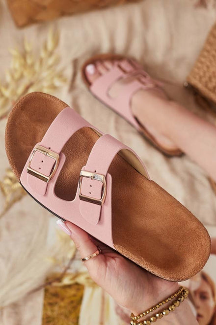 PINK SOFT FOOTBED SUMMER FLAT SLIDERS SANDALS (PACK A)