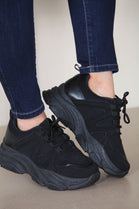 BLACK CHUNK SOLE DESIGNER LACE UP TRAINERS