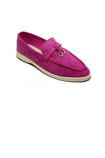 FUCHSIA SUEDE SUMMER DESIGNER LOAFERS SHOES MOCCASINS