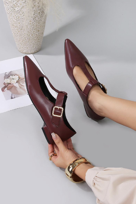 WINE RED T BAR MARY JANE BALLET FLATS OXFORD SHOES