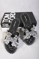 Black Embellished Sparkly Flat Slider Sandals