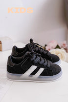 KIDS BLACK LIGHT UP TRAINERS LACE UP LUMINOUS FLASHING SNEAKERS 31/36 SIZES