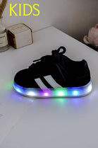 KIDS INFANTS BLACK LIGHT UP VELCRO STRAP SNEAKERS TRAINERS SHOES 25/30 SIZES