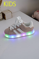 KIDS PINK LIGHT UP VELCRO STRAP SNEAKERS TRAINERS SHOES 31/36 SIZES