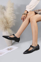 BLACK T BAR MARY JANE BALLET FLATS OXFORD SHOES