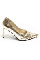 Gold Metallic Pointed Toe Triple Buckle Court Heels | Wholesale