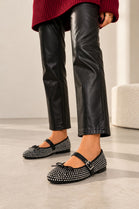 Black Silver Studded Mary Jane Ballet Shoes | Wholesale