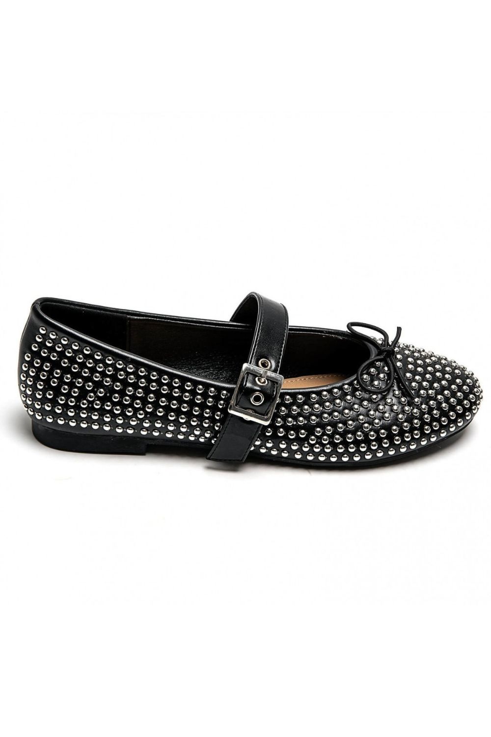 Black Silver Studded Mary Jane Ballet Shoes | Wholesale