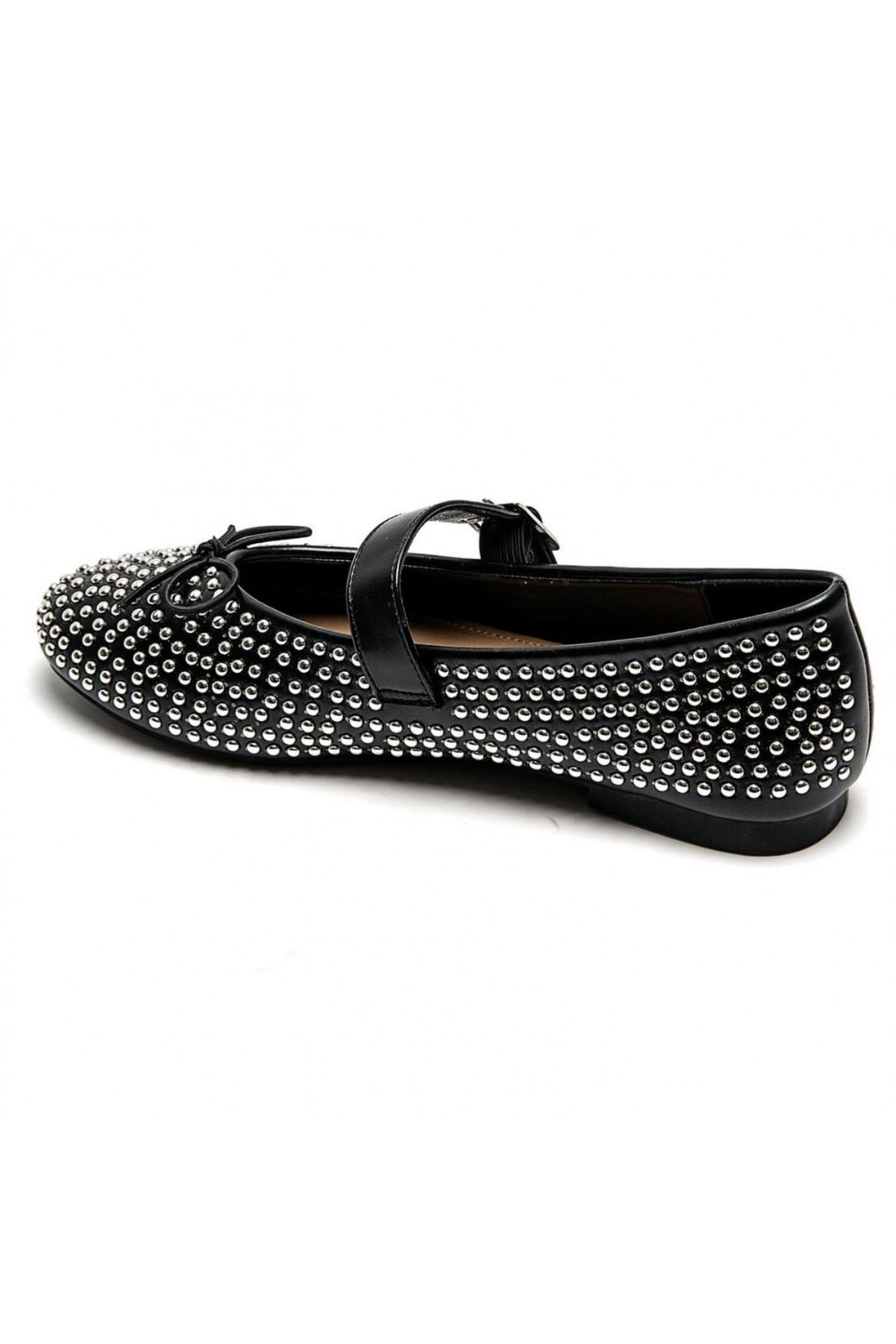 Black Silver Studded Mary Jane Ballet Shoes | Wholesale