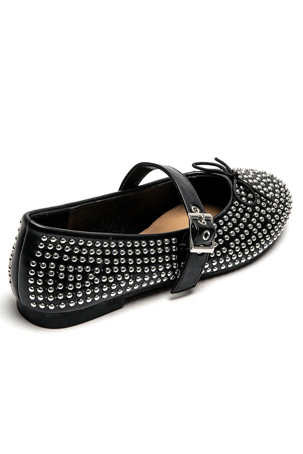 Black Silver Studded Mary Jane Ballet Shoes | Wholesale