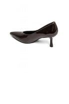 LADIES BROWN PATENT LOW HEELED PARTY COURT SHOES SANDALS KITTEN PUMPS