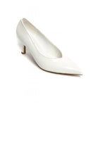 LADIES WHITE PATENT LOW HEELED PARTY COURT SHOES SANDALS KITTEN PUMPS