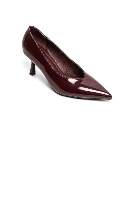 LADIES WINE PATENT LOW HEELED PARTY COURT SHOES SANDALS KITTEN PUMPS