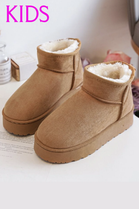KIDS ANKLE LENGTH FAUX FUR LINING BOOTS IN CAMEL 31-36 SIZES