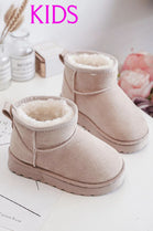 KIDS BEIGE FLUFFY PLATFORM FAUX FUR LINED ANKLE BOOTS 31/36 SIZES