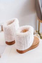 KIDS FOLDED OVER FLUFFY FAUX FUR LINING ANKLE BOOTS IN CAMEL 25-30 SIZES