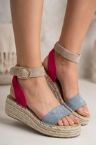 Women's Multi Colour Espadrille Low Wedge Sandals