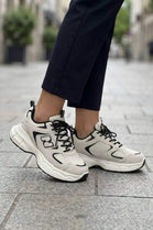 Beige and Black Chunky Thick Sole Trainers