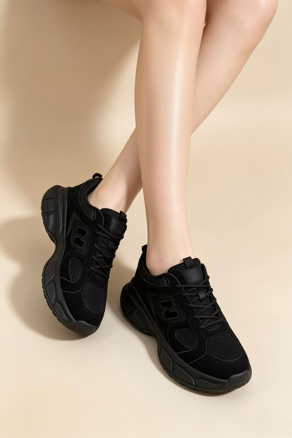 Black Chunky Thick Sole Trainers