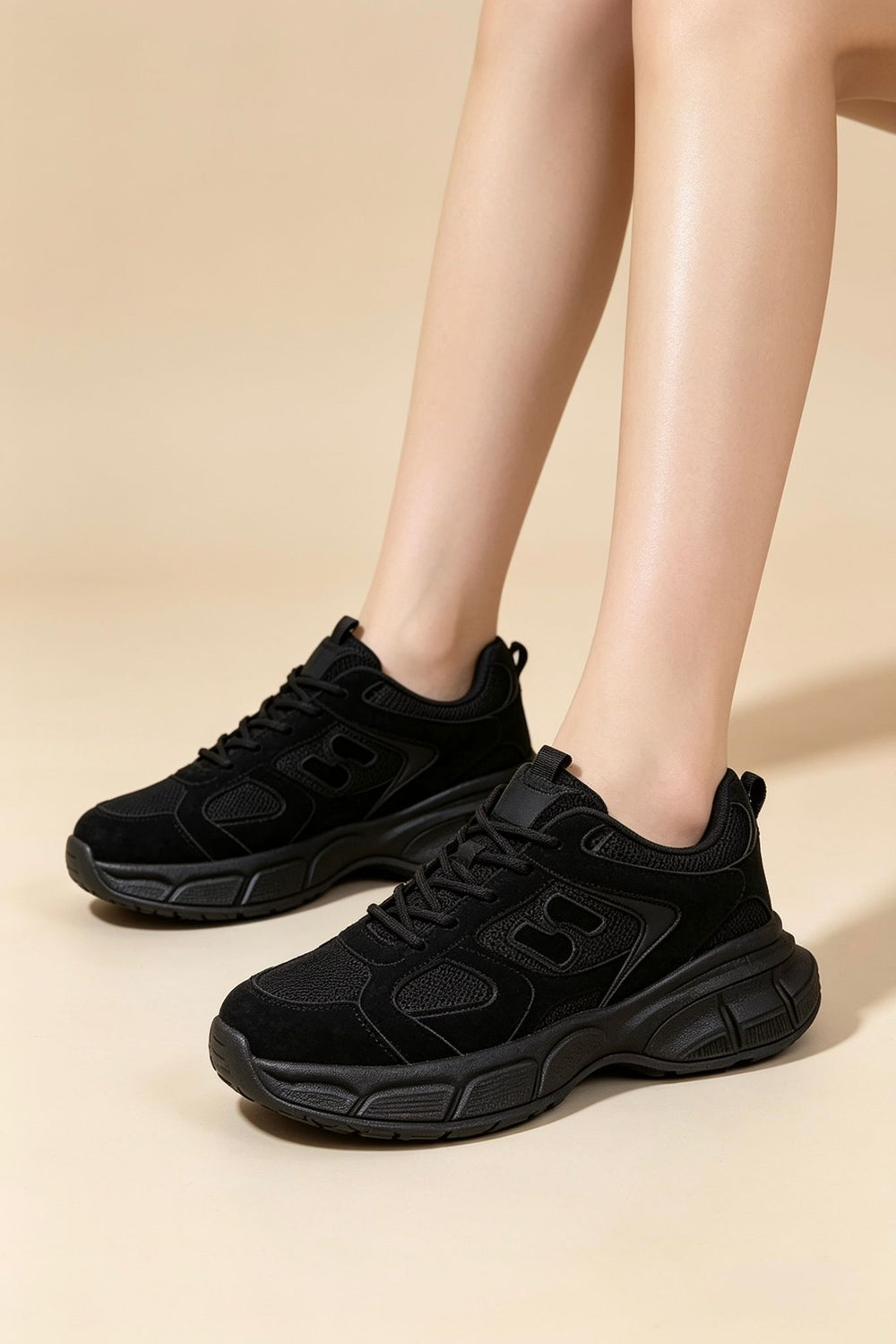 Black Chunky Thick Sole Trainers