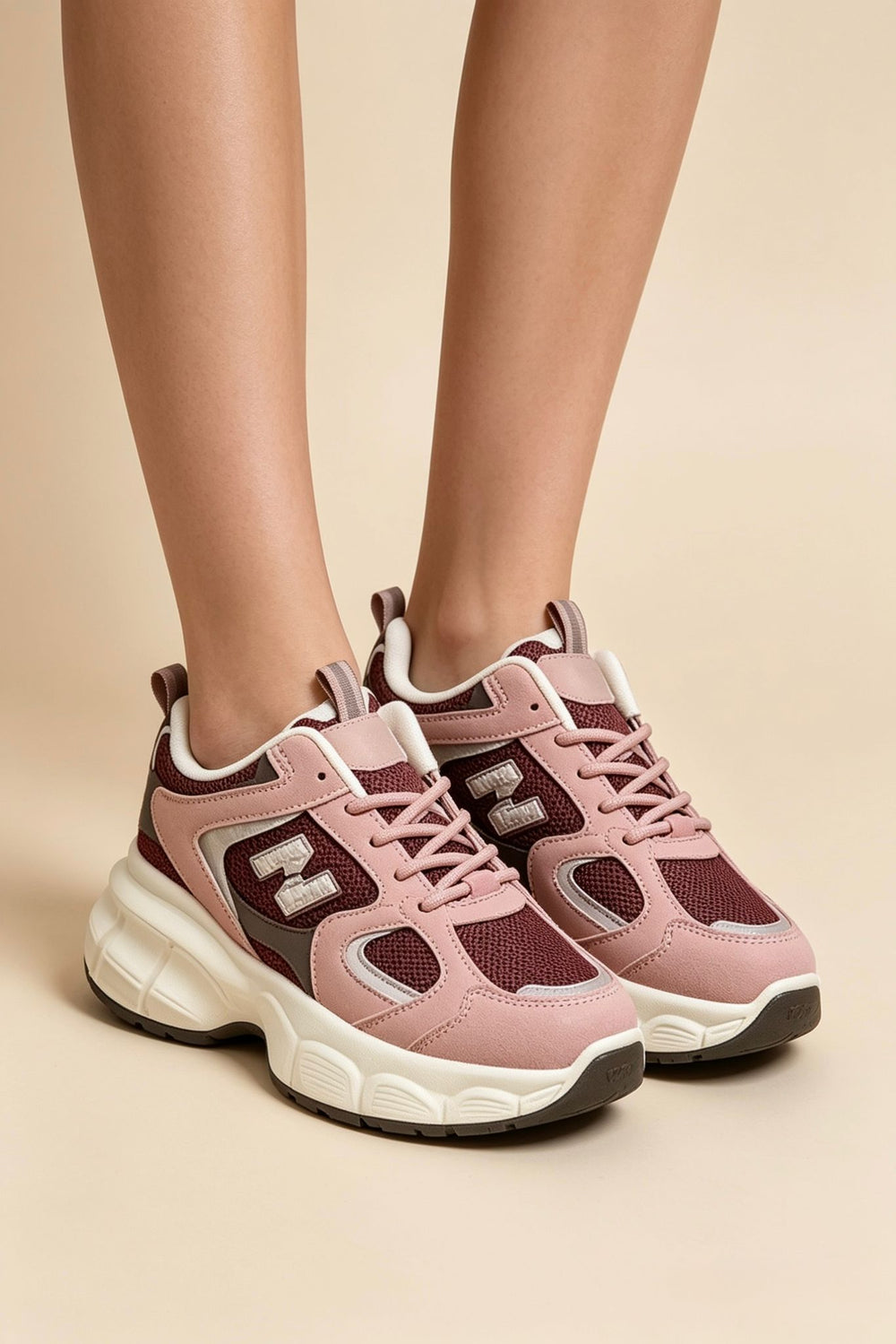 Wine Blush Chunky Thick Sole Trainers