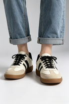 Beige and Black Casual Gum Sole Trainers | Wholesale