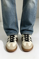 Beige and Black Casual Gum Sole Trainers | Wholesale
