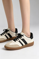 Beige and Black Casual Gum Sole Trainers | Wholesale
