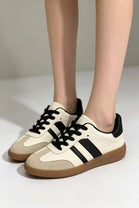 Beige and Black Casual Gum Sole Trainers | Wholesale