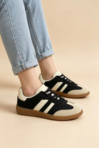 Black and Beige Casual Gum Sole Trainers | Wholesale