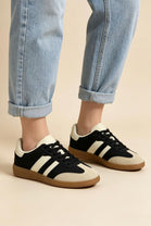 Black and Beige Casual Gum Sole Trainers | Wholesale