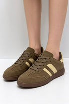 Dark Khaki Casual Gum Sole Trainers | Wholesale