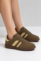 Dark Khaki Casual Gum Sole Trainers | Wholesale