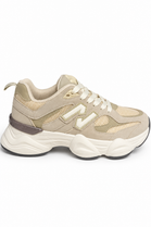 Women's Contrast Mesh Beige Khaki Chunky Trainers | Wholesale