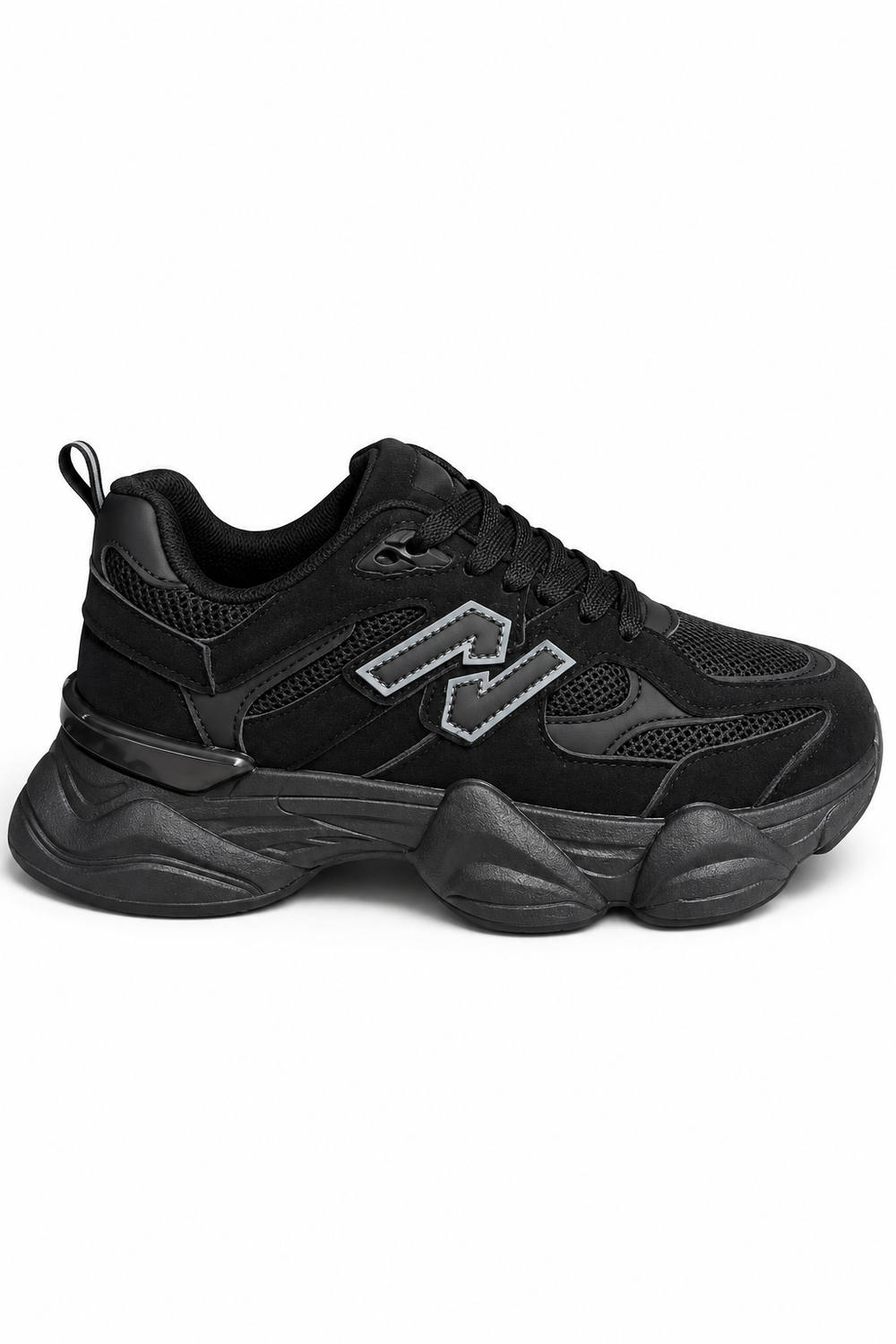 Women's Contrast Mesh Black Chunky Trainers | Wholesale