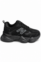 Women's Contrast Mesh Black Chunky Trainers | Wholesale
