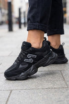 Women's Contrast Mesh Black Chunky Trainers | Wholesale