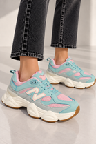 Women's Contrast Mesh Pink Green Chunky Trainers | Wholesale