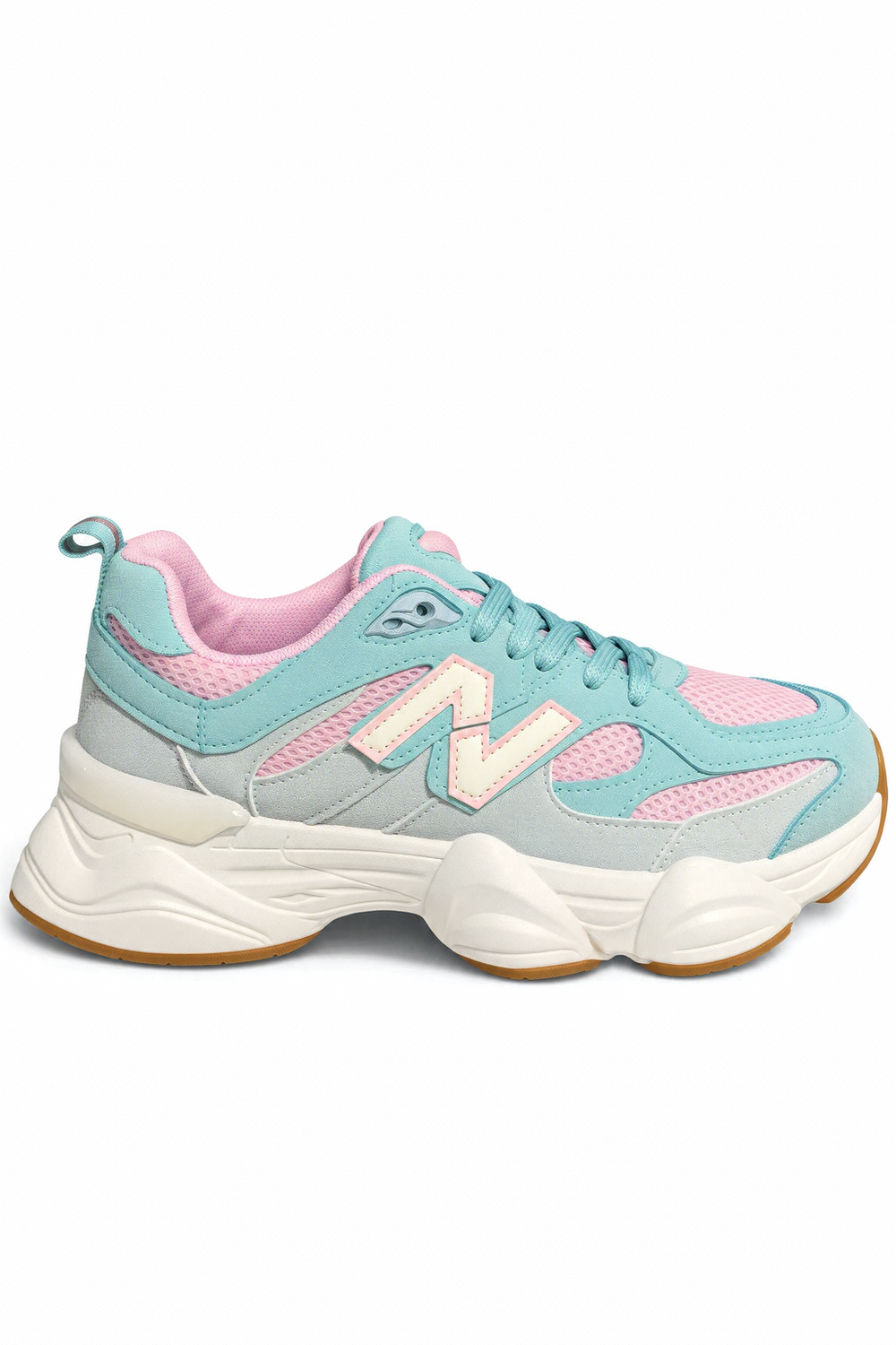 Women's Contrast Mesh Pink Green Chunky Trainers | Wholesale