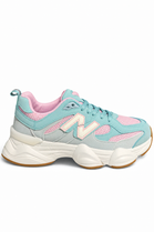 Women's Contrast Mesh Pink Green Chunky Trainers | Wholesale