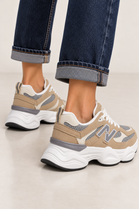 Women's Contrast Mesh Grey Khaki Chunky Trainers | Wholesale