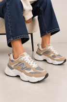Women's Contrast Mesh Grey Khaki Chunky Trainers | Wholesale