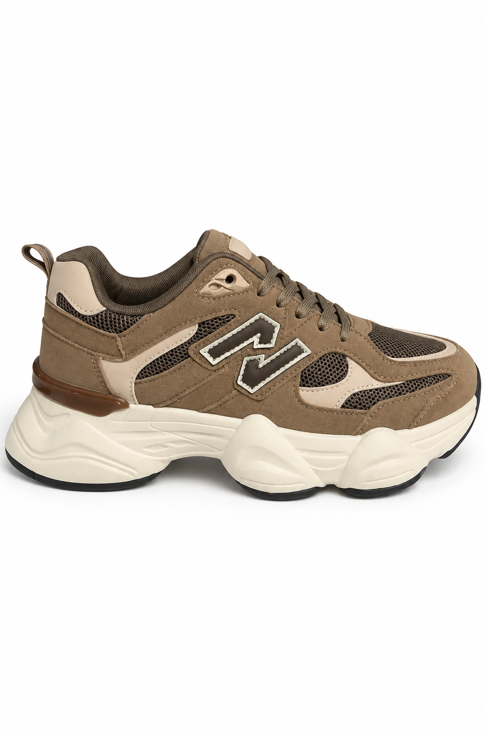 Women's Contrast Mesh Khaki Chunky Trainers | Wholesale
