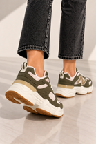 Women's Contrast Mesh Khaki Green Chunky Trainers | Wholesale